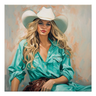 Enchanted Wildflower: Cowgirl kunst aan de muur Perfect Poster