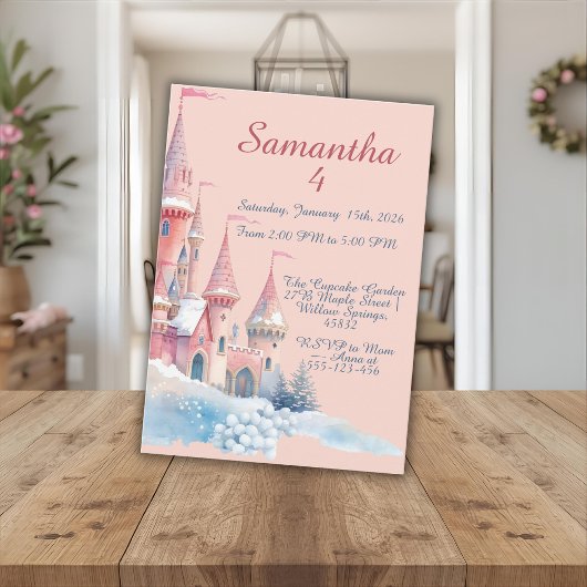Enchanted Winter Castle Invitation, Princess 4th  Kaart