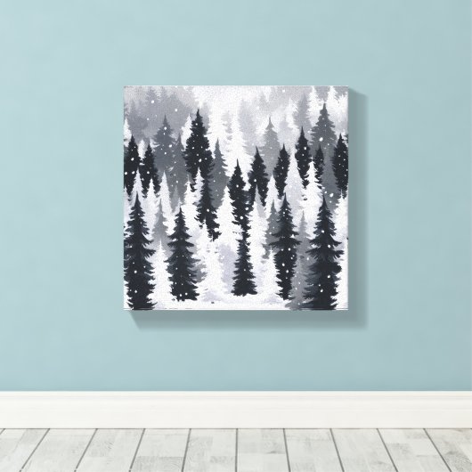Enchanted Winter Forest: een sereen sneeuwlandscha Canvas Afdruk (Insitu (Houten vloer))