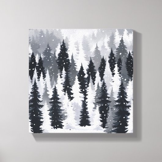 Enchanted Winter Forest: een sereen sneeuwlandscha Canvas Afdruk (Voorkant)