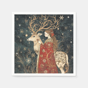 Enchanted Winter: Het meisje en het hert Servet