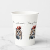 Enchanted Winter Owl, op maat Papieren Bekers (Voorkant)