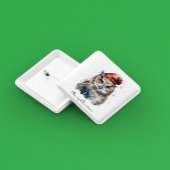 Enchanted Winter Owl, op maat Vierkante Button 5,1 Cm