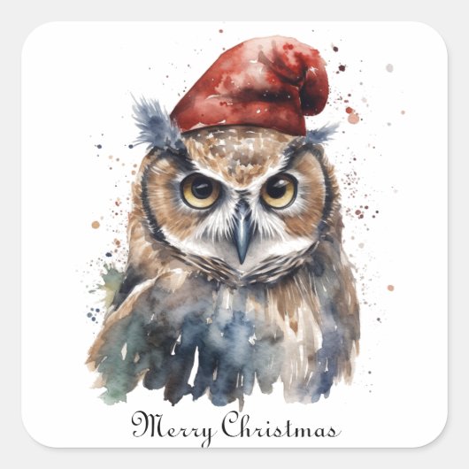 Enchanted Winter Owl, op maat Vierkante Sticker (Voorkant)
