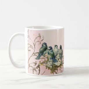 Enchanted Woodland Birds Dove Swirl Personalized Koffiemok