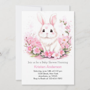 Enchanted Woodland Bunny Pink Girl Baby shower Kaart