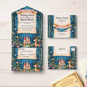 Enchanted Woodland Forest Castle Sprookjeshuwelijk All In One Uitnodiging