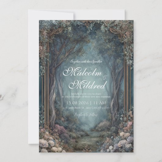 Enchanted Woodland Path Wedding Kaart (Voorkant)