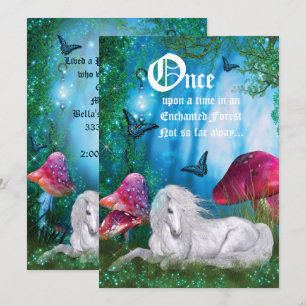 Enchanted Woodland Unicorn Forest Party Invitation Kaart