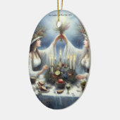 Enchanted Yule Celebration Flat Holiday Card Keramisch Ornament (Links)