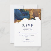 Enchanter Abstrait Blue Gold Wedding RSVP (Devant)
