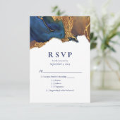 Enchanter Abstrait Blue Gold Wedding RSVP (Debout devant)