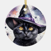 Enchanter Chat Noir Sorcière rond Ornement en céra (Devant)