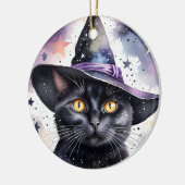 Enchanter Chat Noir Sorcière rond Ornement en céra (Gauche)