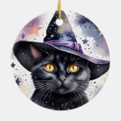 Enchanter Chat Noir Sorcière rond Ornement en céra (Dos)