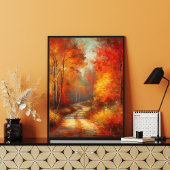 Enchanter Forest Path Poster Red Trees Wonderland