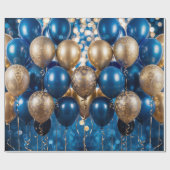 Enchanter papier cadeau bleu et or (Plat)