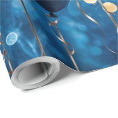 Enchanter papier cadeau bleu et or (Coin rond)