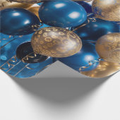 Enchanter papier cadeau bleu et or (Coin)
