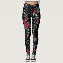 Enchanter Peony Black Floral Pattern - Leggings