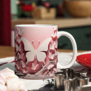 Enchanter Sip : Mug Pastel Rose Papillon 3D