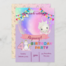 Enchanter Unicorne - Invitation de fête d'annivers