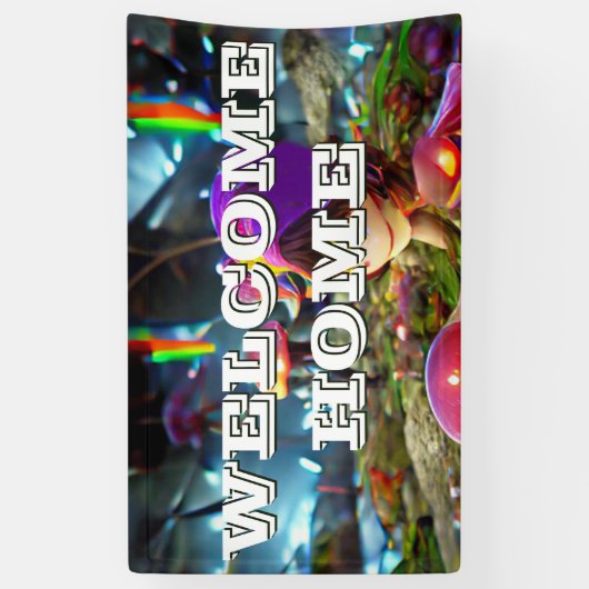 Enchanter Welcome Home Bannière avec champignons (Vertical)