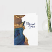 Enchanting Abstract Blue Gold Thank You Bedankkaart (Voorkant)
