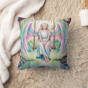 Enchanting Angel Girl op een schommel Kussen