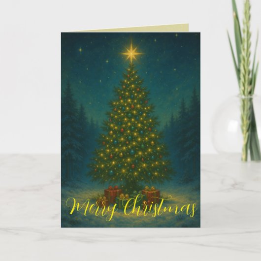 Enchanting Christmas Tree Midnight Forest Custom  Kaart (Voorkant)