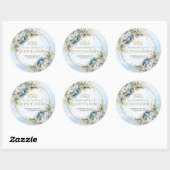 Enchanting Dusty Blue Gold Greenery Quinceañera Ronde Sticker (Vel)