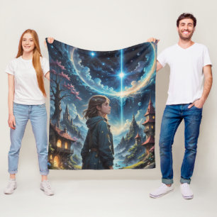 Enchanting Fantasy Night Sky Scene Fleece Deken