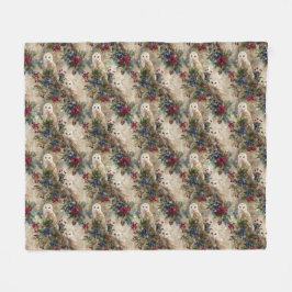 Enchanting Floral Owl Fleece Deken