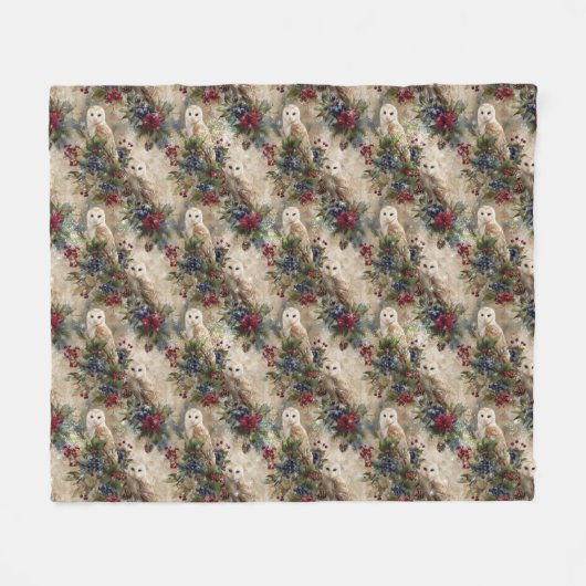 Enchanting Floral Owl Fleece Deken (Voorkant (Horizontaal))