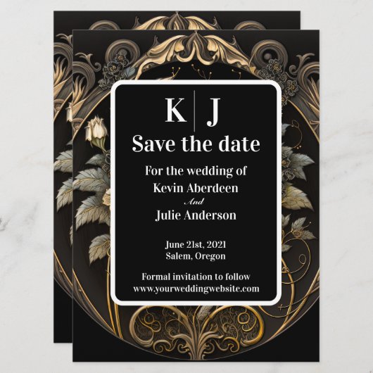 Enchanting Gold Save The Date (Devant / Derrière)