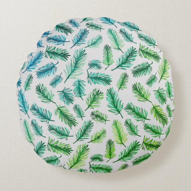 ENCHANTING PINE LEAF PATTERNS ROND KUSSEN (Voorkant)