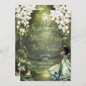 Enchanting Princess & Frog Green Dress Sweet 16 Save The Date (Voorkant / Achterkant)