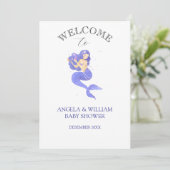 Enchanting Purple Mermaid Baby Shower Invitation (Debout devant)
