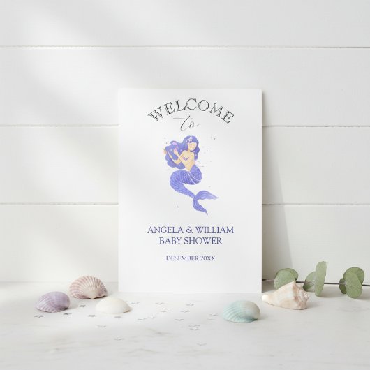 Enchanting Purple Mermaid Baby Shower Invitation