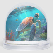 Enchanting Sea Turtle Dome Glass Snow Globe Gift Sneeuwbol (Achterkant)