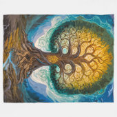 Enchanting Yggdrasil Glowing Tree Magical Landscap Fleece Deken (Voorkant (Horizontaal))