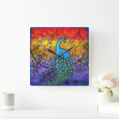 Enchantment Peacock Clock Vierkante Klok (Huis)
