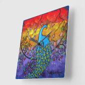 Enchantment Peacock Clock Vierkante Klok (Hoek)