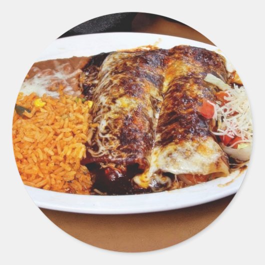 Enchiladas Rijstbonen Ronde Sticker (Voorkant)