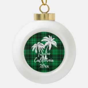 Encinitas California Beach Palm Tree Green Keramische Bal Ornament