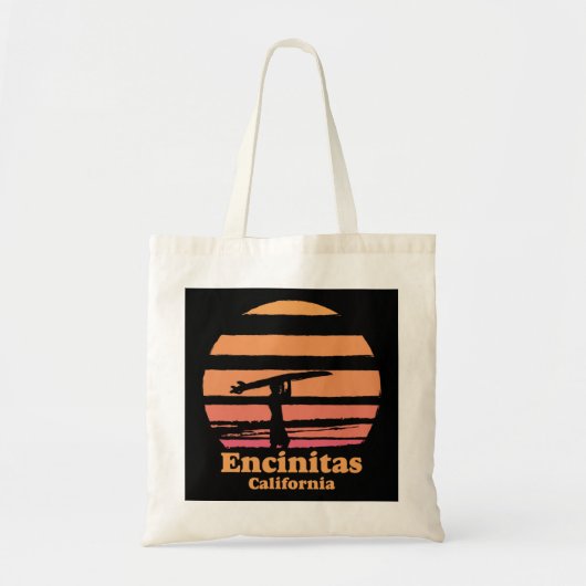 Encinitas California Retro Surf Surfing Su Tote Bag (Voorkant)