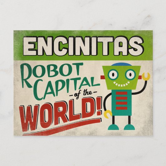 Encinitas California Robot - Funny Briefkaart (Voorkant)