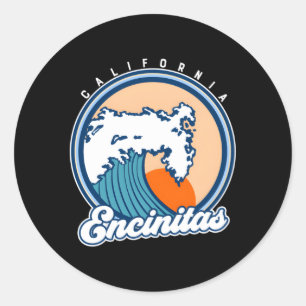 Encinitas California Surf Wave Ronde Sticker