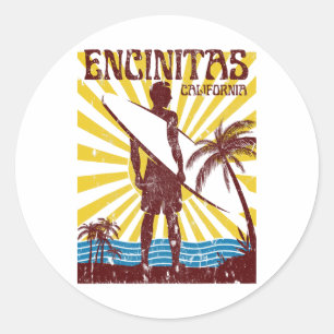 Encinitas Strand Mannen Vrouwen Meisjes Kinderen Ronde Sticker