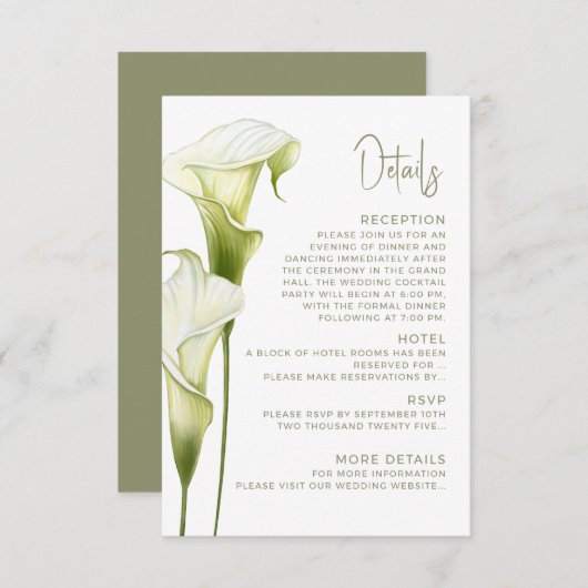 Enclosure Card Details for Wedding. Informatiekaartje (Voorkant / Achterkant)